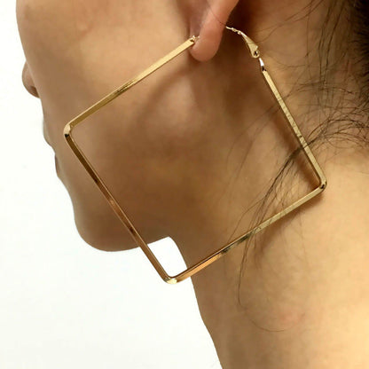 Bold Geometric Square Hoop Earrings – Modern Statement Style