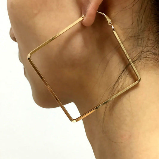 Bold Geometric Square Hoop Earrings – Modern Statement Style