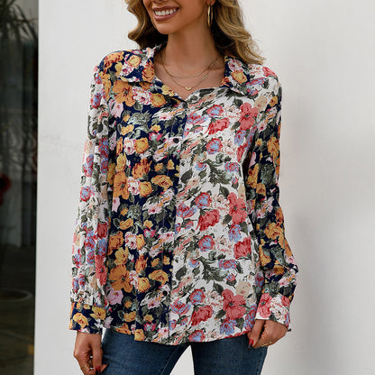 Colorblock Floral Elizabeth Ainsley Everyday Shirt Top