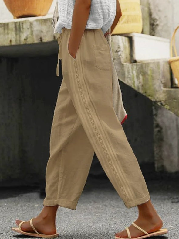 Elegant Cotton Linen Cropped Pants Elizabeth Ainsley