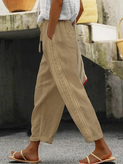 Elegant Cotton Linen Cropped Pants Elizabeth Ainsley