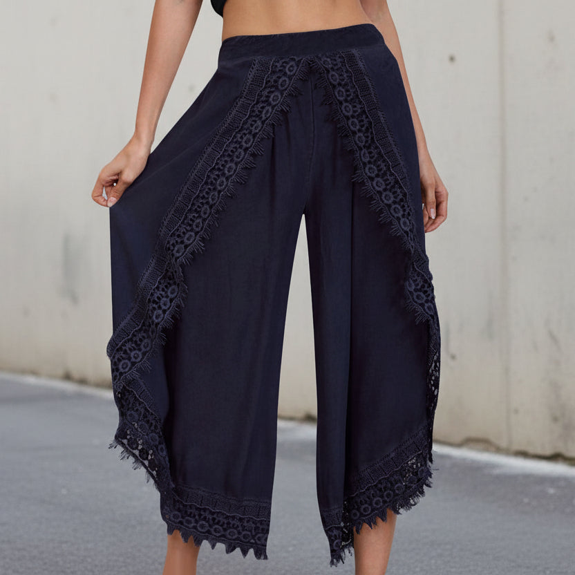 Elegant Wide-Leg Lace Pants by Elizabeth Ainsley