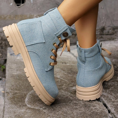 Morgaine | Urban Lace-Up Orthopedic Canvas Ankle Boots