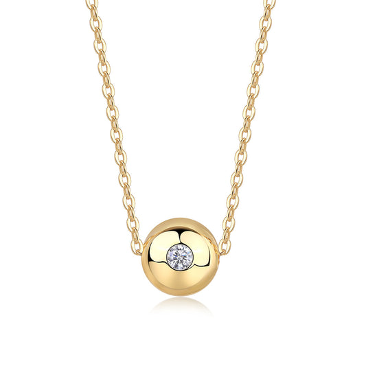 Elegant Necklace with Brushed Pendant & Sparkling Gemstone