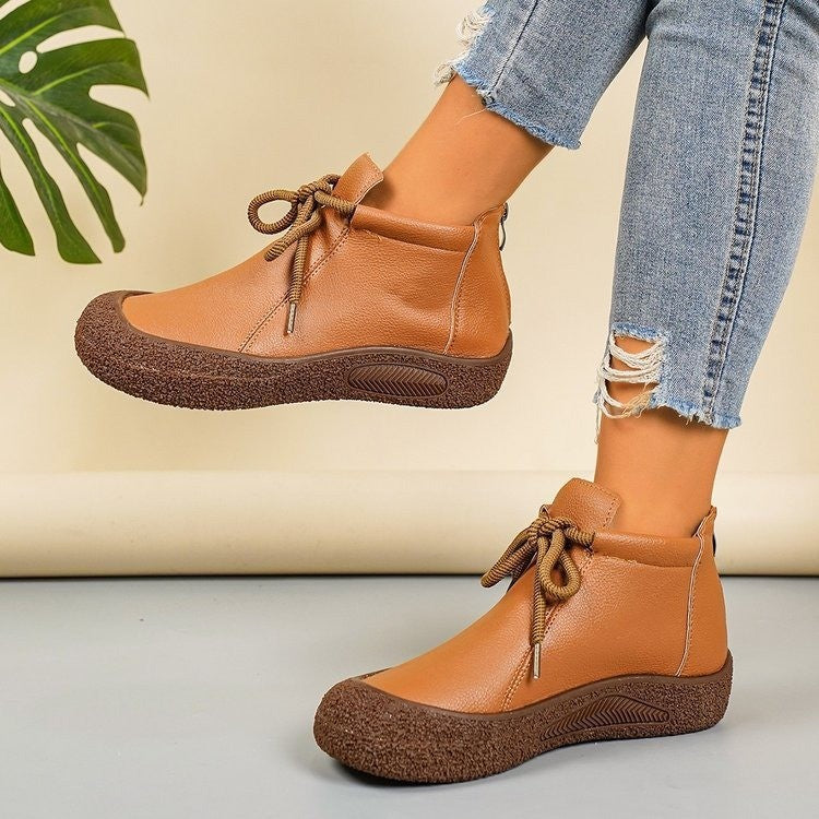 Elizabeth Ainsley Vintage Lace-Up Ankle Boots – Soft Leather Comfort Walking Shoes