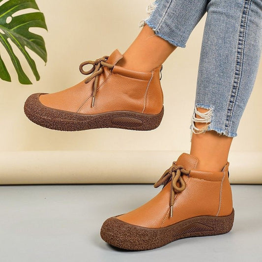 Elizabeth Ainsley Vintage Lace-Up Ankle Boots – Soft Leather Comfort Walking Shoes