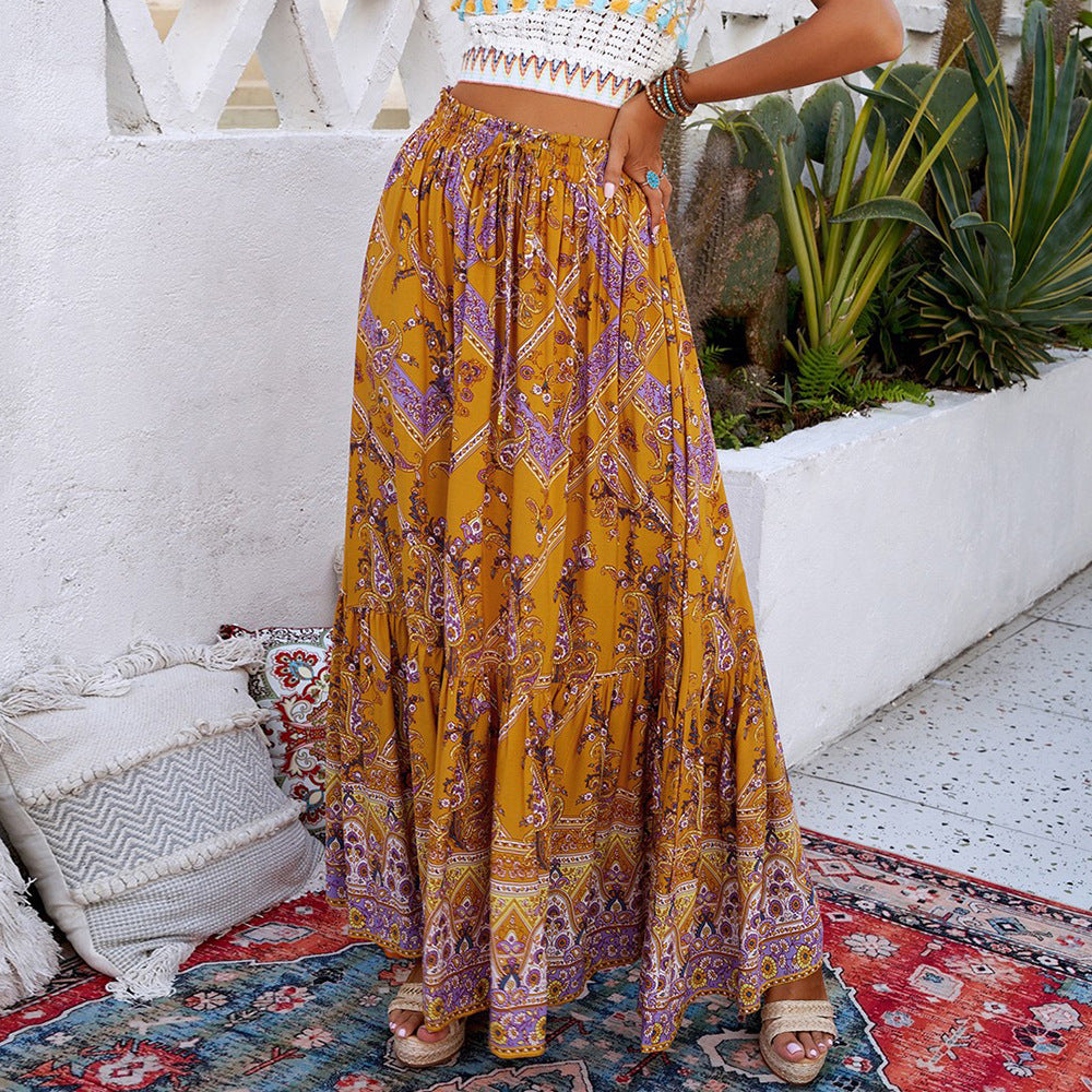 Boho Geometric Elizabeth Ainsley Swing Maxi Skirt