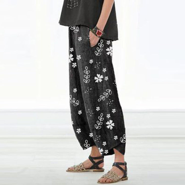 Floral Cotton Wide-Leg Pants by Elizabeth Ainsley