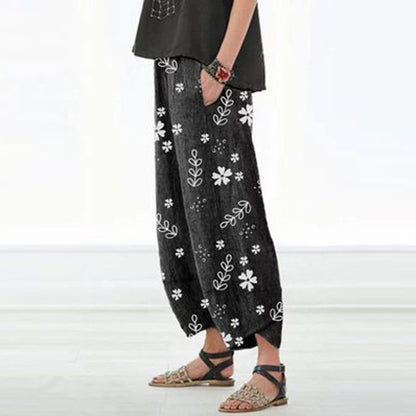 Floral Cotton Wide-Leg Pants by Elizabeth Ainsley