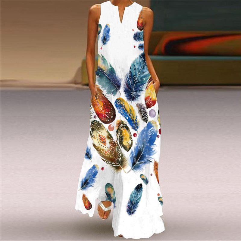 Floral Print Elizabeth Ainsley Sleeveless Maxi Dress