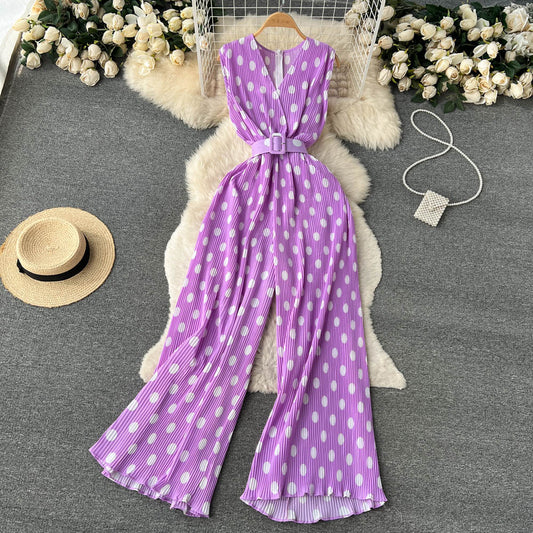 Chic Polka Dot Chiffon Jumpsuit by Elizabeth Ainsley
