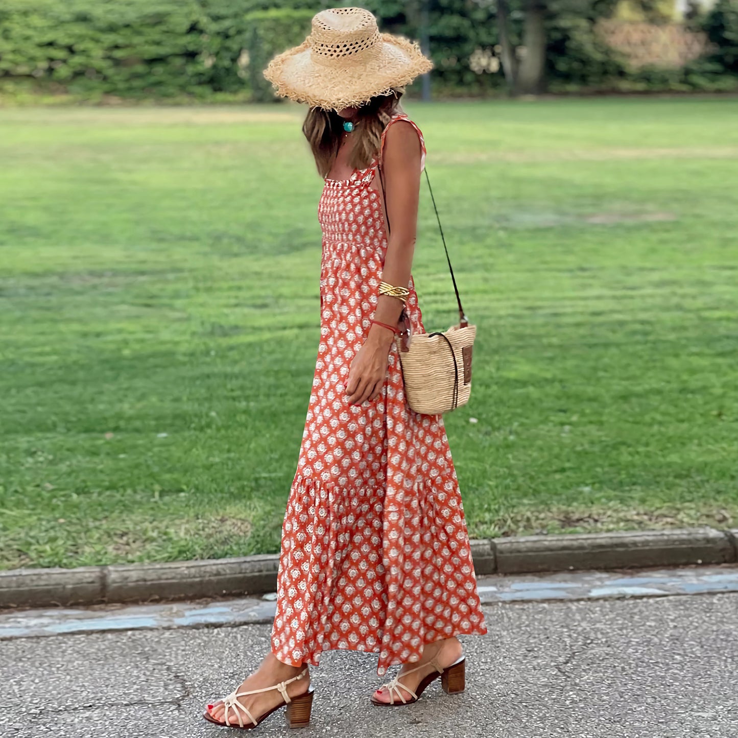 Elegant Floral Strap Dress by Elizabeth Ainsley