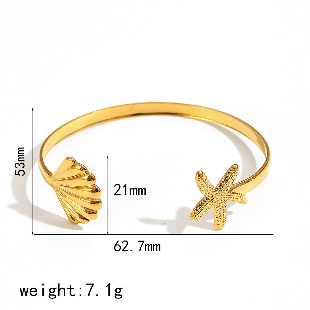 Coastal-Inspired Open Cuff Bracelet with Sculpted Motif