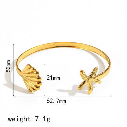 Coastal-Inspired Open Cuff Bracelet with Sculpted Motif