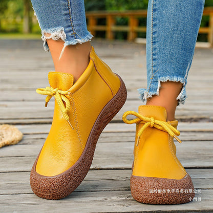 Elizabeth Ainsley Vintage Lace-Up Ankle Boots – Soft Leather Comfort Walking Shoes