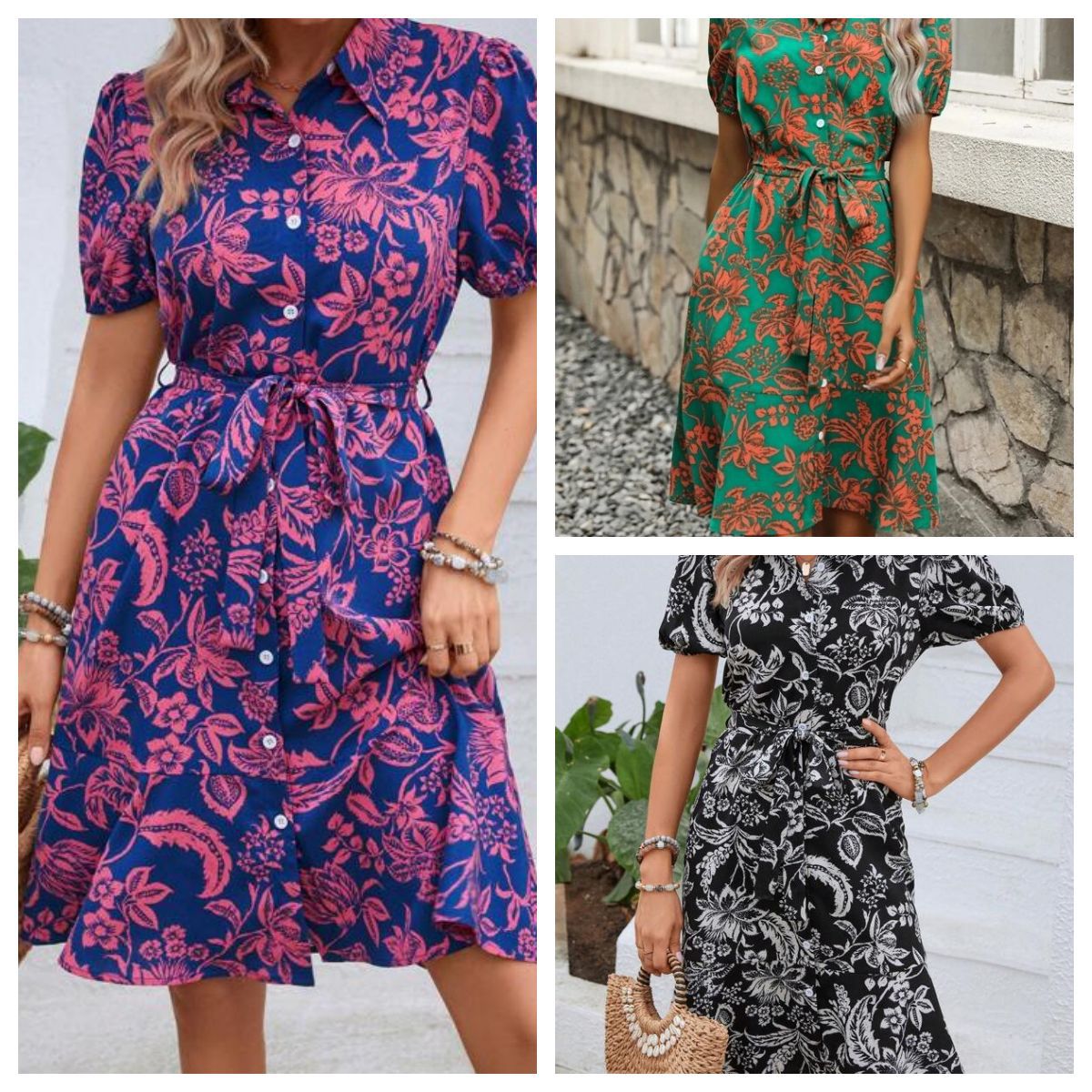 Floral Button-Up Elizabeth Ainsley Summer Shirt Dress