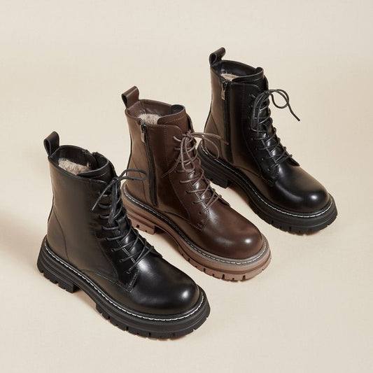 Made | Fur-Lined Combat Orthopedic Lace-Up Boots