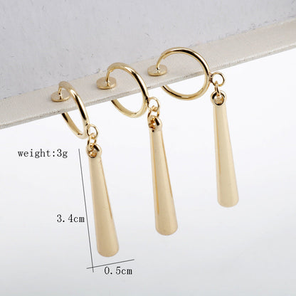 Minimalist Gold Bar Drop Earrings