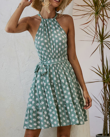 Chic Polka Dot Halter Dress by Elizabeth Ainsley