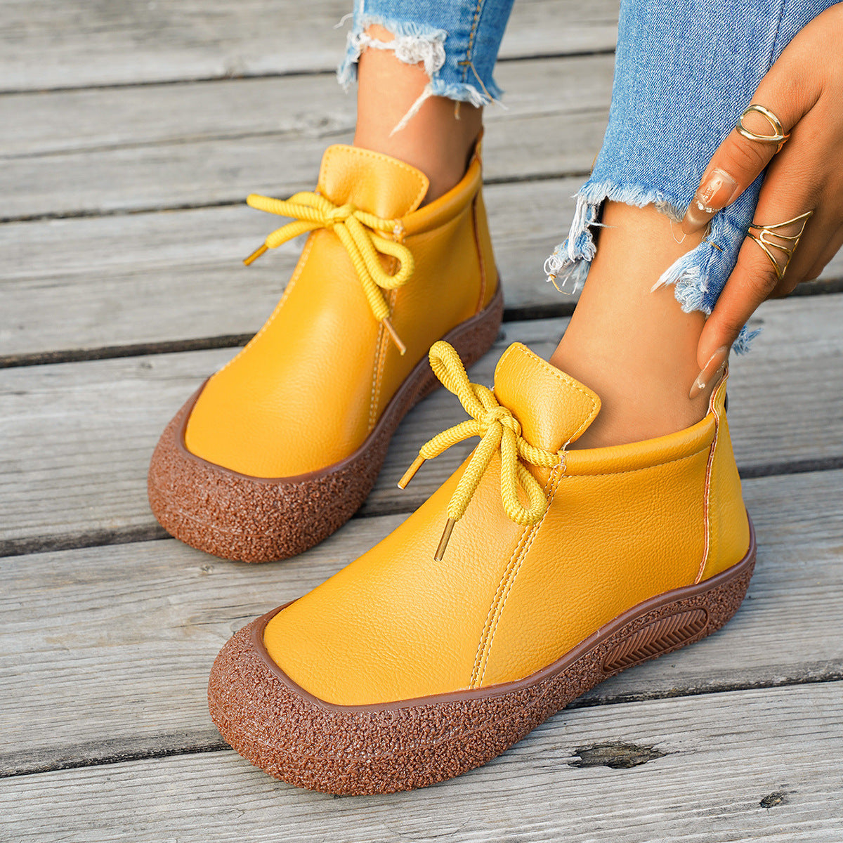 Elizabeth Ainsley Vintage Lace-Up Ankle Boots – Soft Leather Comfort Walking Shoes