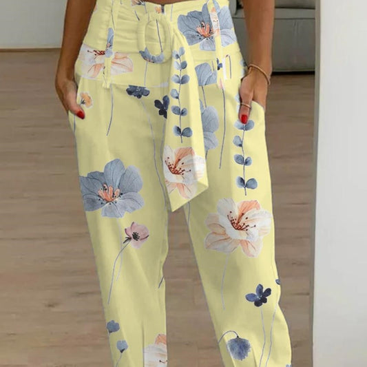 Floral Linen Cropped Pants Elizabeth Ainsley Women’s