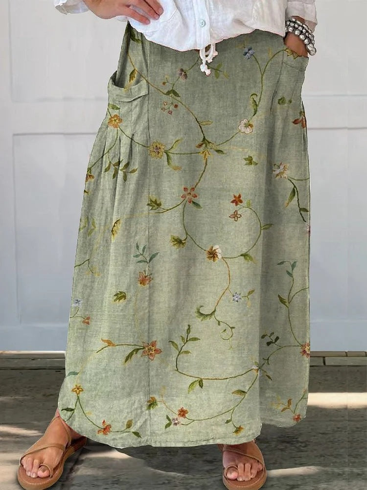 Retro Floral Elizabeth Ainsley Everyday Pocket Skirt