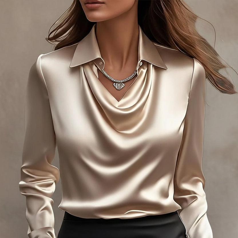 Elegant Satin Swing Collar Top by Elizabeth Ainsley