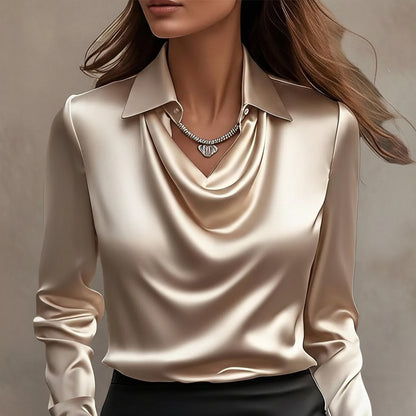 Elegant Satin Swing Collar Top by Elizabeth Ainsley