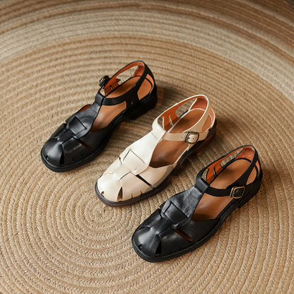 Retro Cowhide Roman Sandals by Elizabeth Ainsley