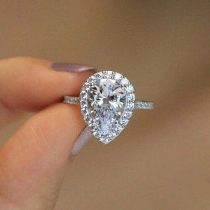 Pear Halo Solitaire Engagement Ring