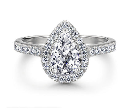 Pear Halo Solitaire Engagement Ring