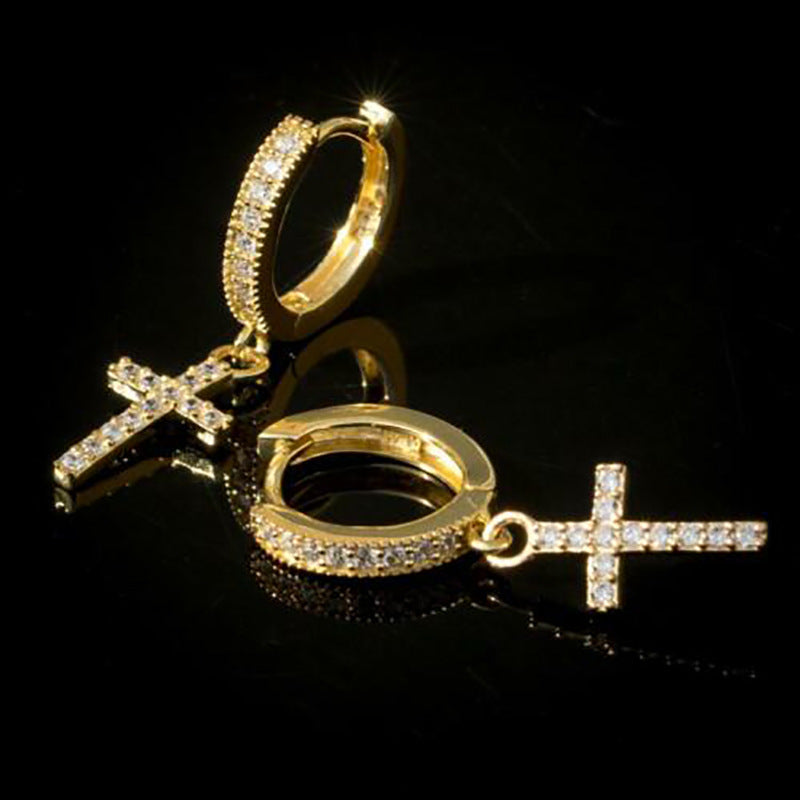 Elegant Crystal Cross Hoop Earrings