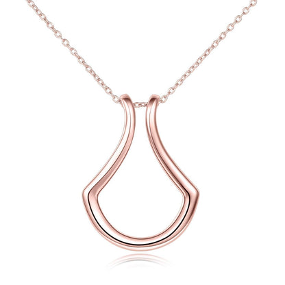 Sterling Silver Ring Holder Necklace – Rose Gold Drop Pendant with Cable Chain
