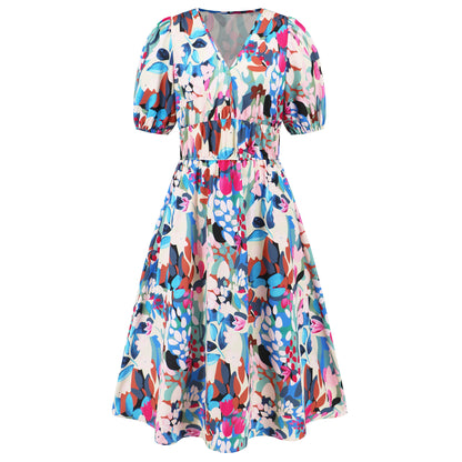 Bohemian Floral V-Neck Dress by Elizabeth Ainsley