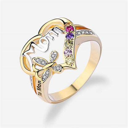 Personalized Heart Name Ring with Butterfly Accents