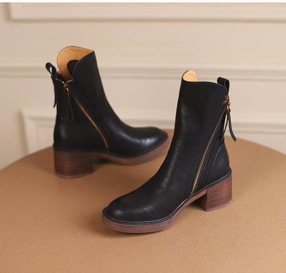 Megan | Classic Leather Block-Heel Orthopedic Ankle Boots