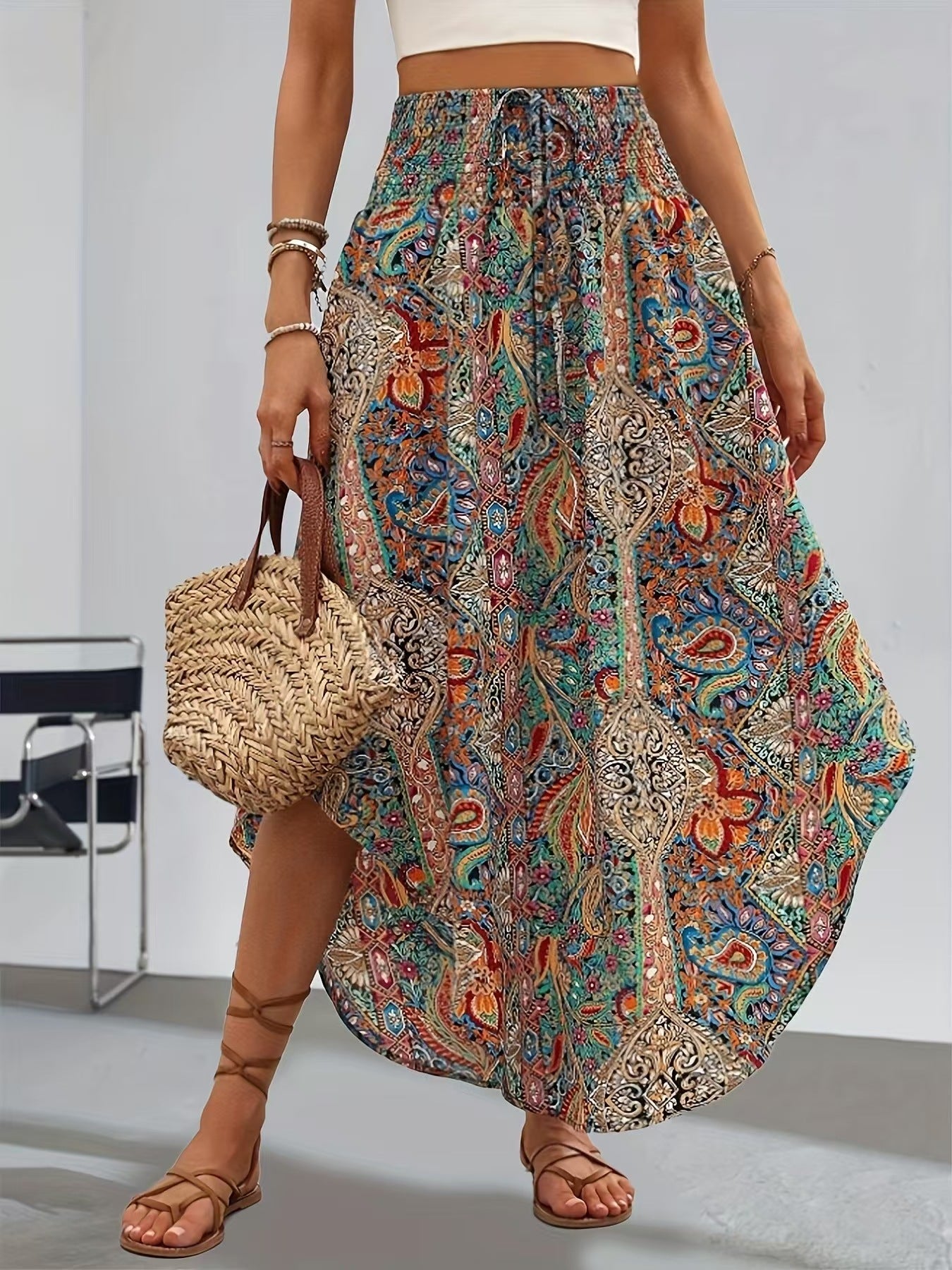 Boho Floral Elizabeth Ainsley A-Line Skirt