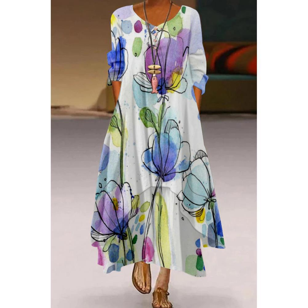 Artistic Floral Swing Dress by Elizabeth Ainsley