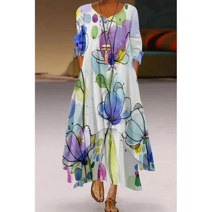 Artistic Floral Swing Dress by Elizabeth Ainsley