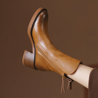Megan | Classic Leather Block-Heel Orthopedic Ankle Boots