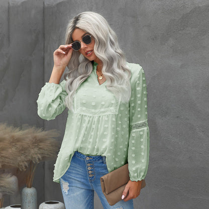 Chic Lace V-Neck Blouse by Elizabeth Ainsley