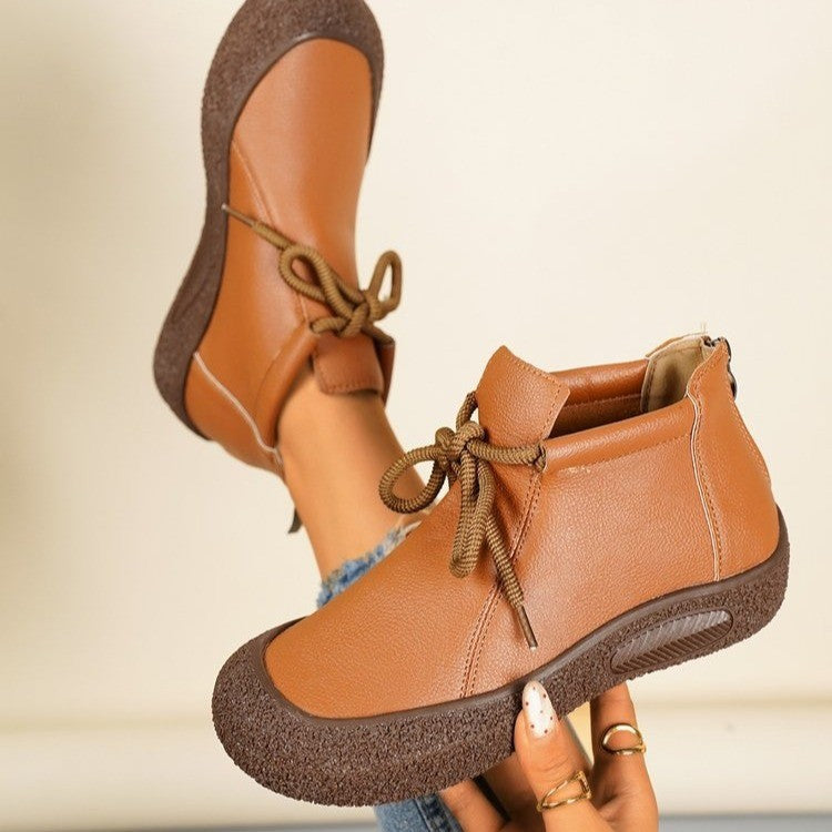 Elizabeth Ainsley Vintage Lace-Up Ankle Boots – Soft Leather Comfort Walking Shoes