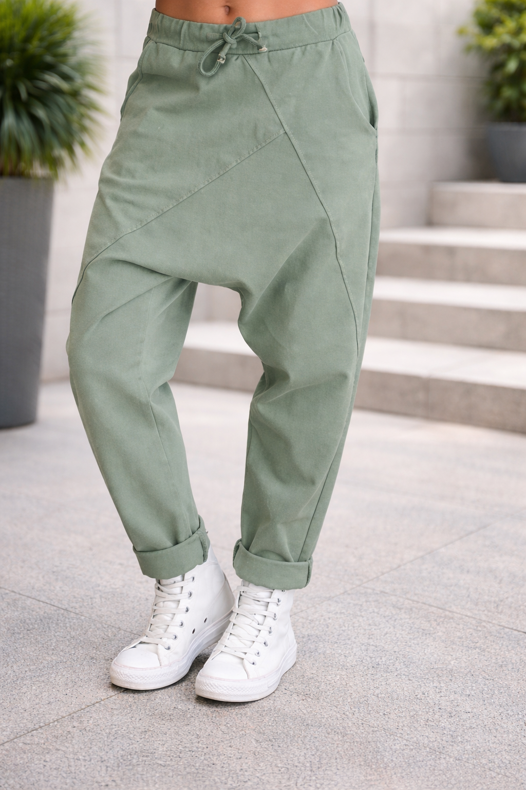 Relaxed Fit Elizabeth Ainsley Cotton Harem Pants
