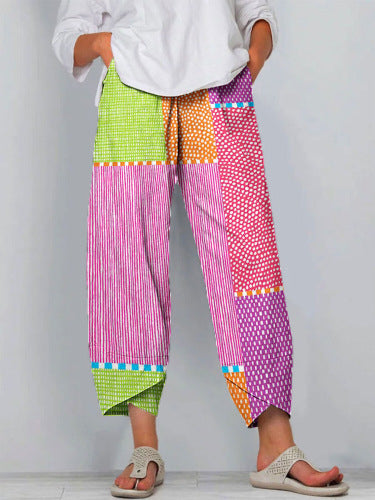 Vibrant Stripe Elizabeth Ainsley Cropped Pants