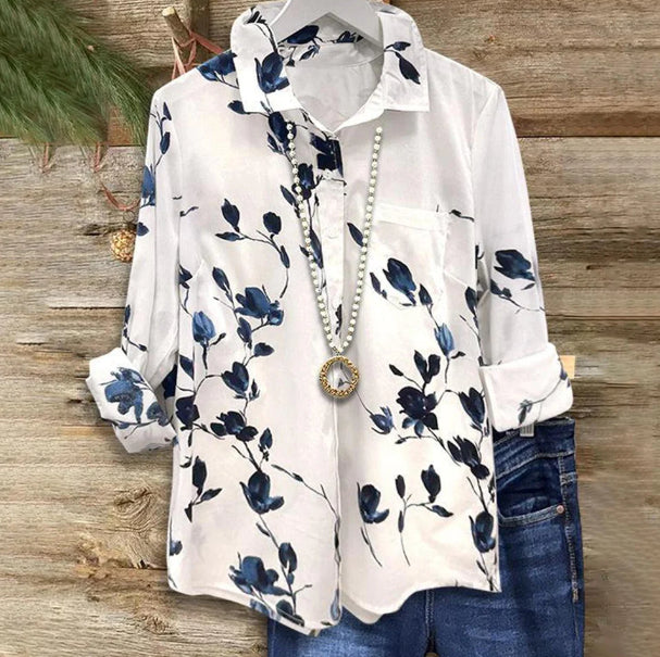 Floral Print Elizabeth Ainsley Long Sleeve Blouse