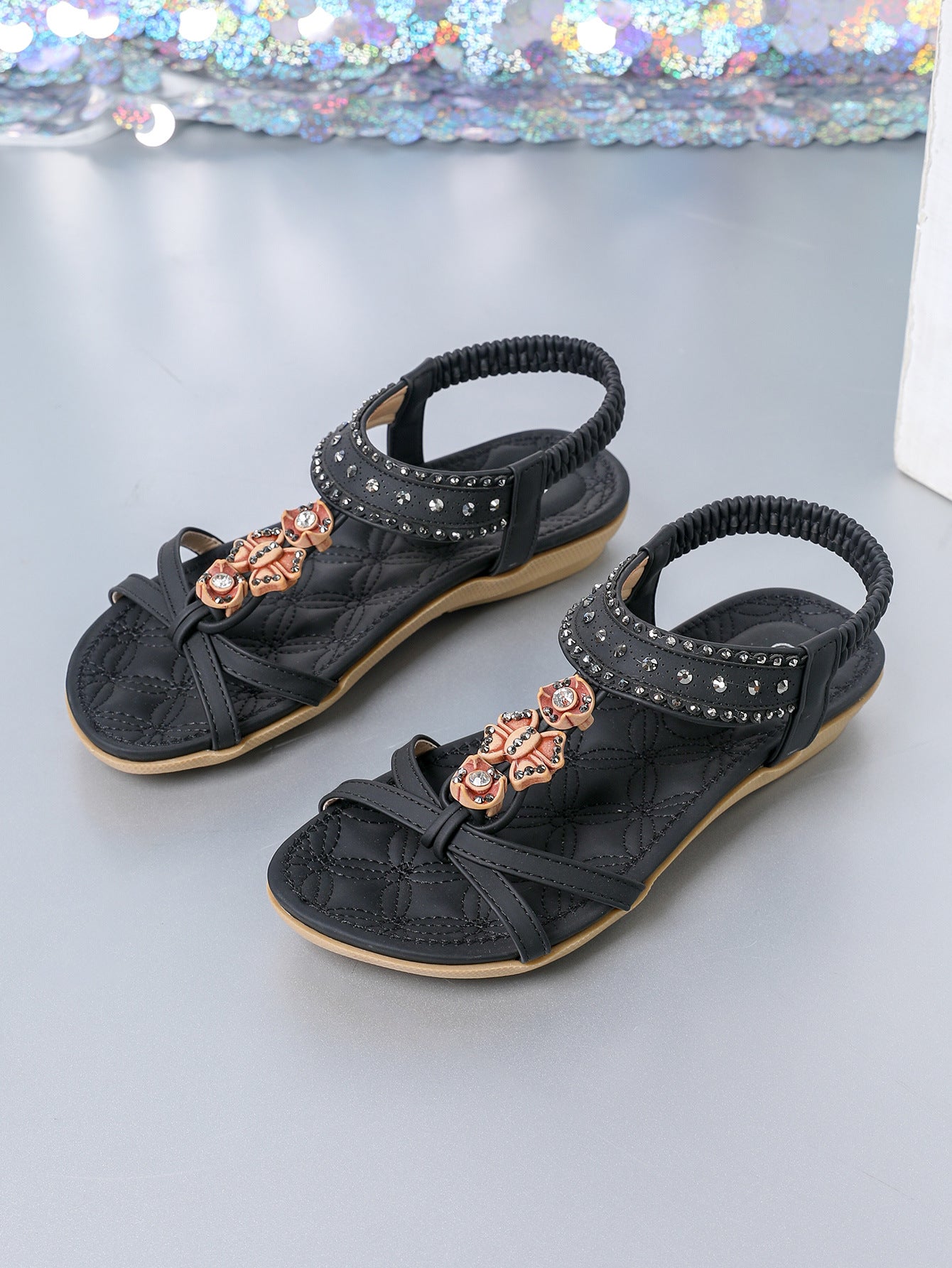Chic Diamond Flat Sandals by Elizabeth Ainsley