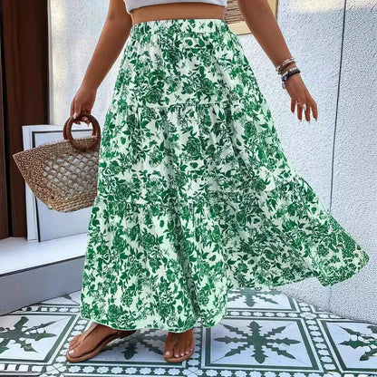 Floral Print Elizabeth Ainsley Plus Size Maxi Skirt