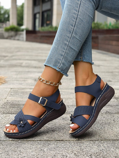 Chic Floral Elizabeth Ainsley Plus Size Platform Sandals
