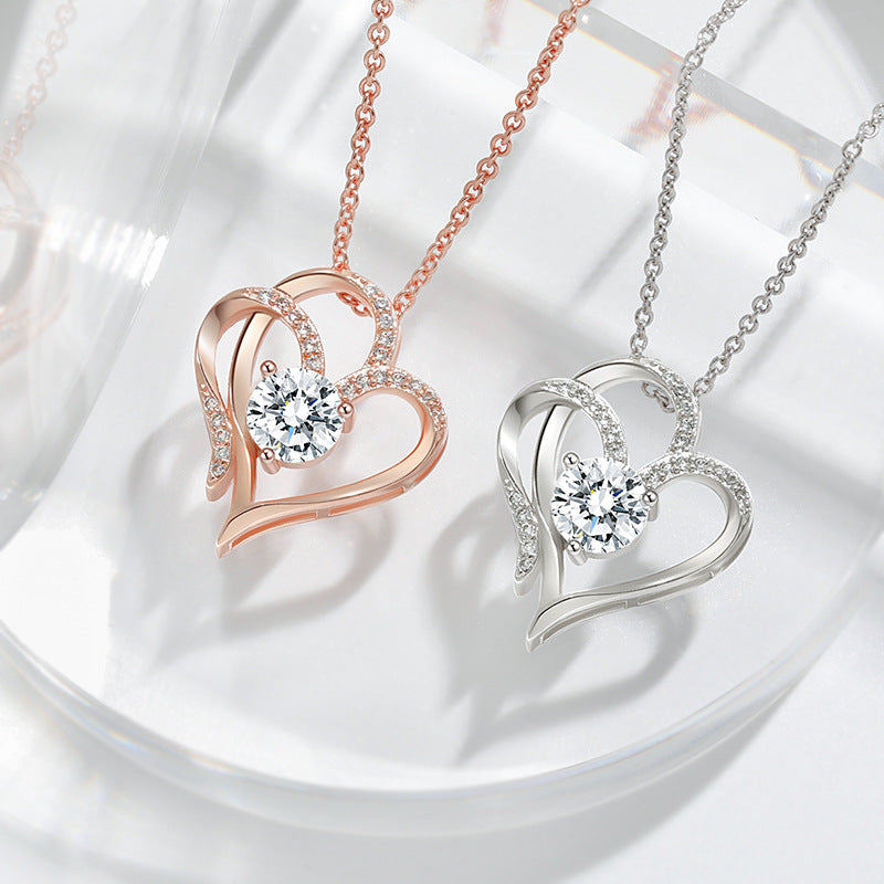 Double Heart Crystal Necklace