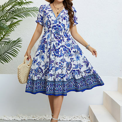 Floral V-Neck Midi Dress by Elizabeth Ainsley